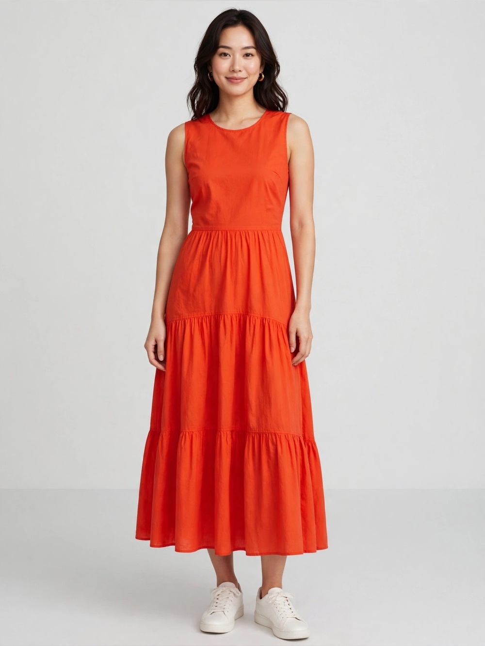 Rachel Zoe Vibrant Red Sleeveless Tiered Maxi Dress
